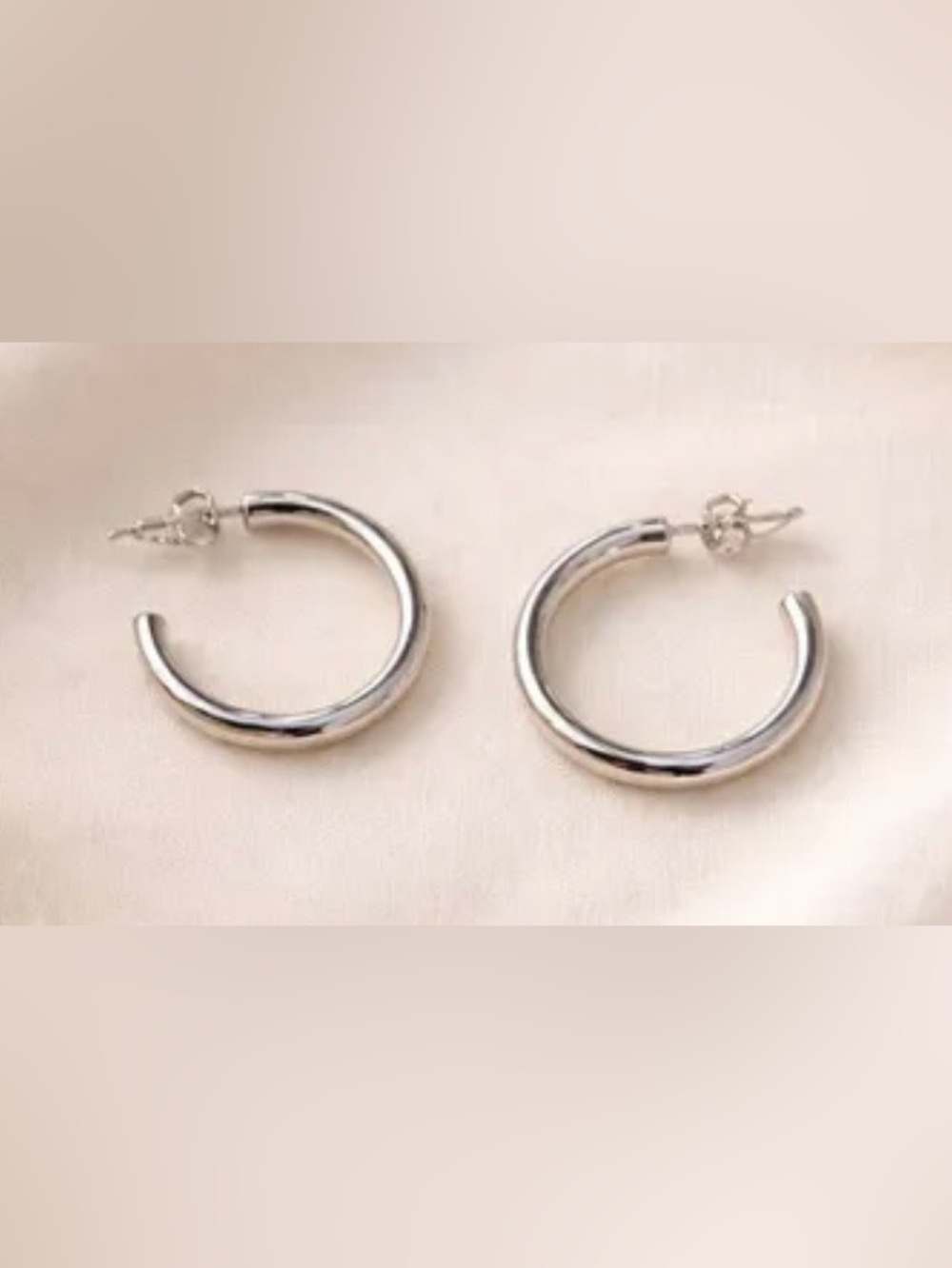 Polished Silver Chunky Hoop Earrings for Women